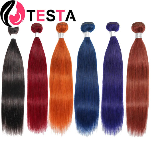 Straight Bundles #350 Orange Ginger Purple Blue 99j Colored Indian Remy Human Hair Extension Double Weaving 100g/Pcs 10-30 Inch