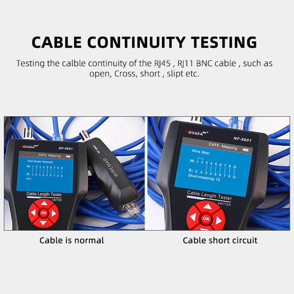 NOYAFA NF-8601 Network Cable Length Tester POE/PING Testers LAN Ethernet Cable Tester RJ45 UTP STP Diagnose Line Tracker