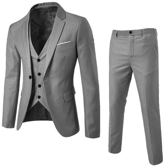 Men’s Suit Slim 3-piece Suit R Business Wedding Party Jacket Vest & Pants Autumn Fashion Blazer Jacket Мужские Комплекты