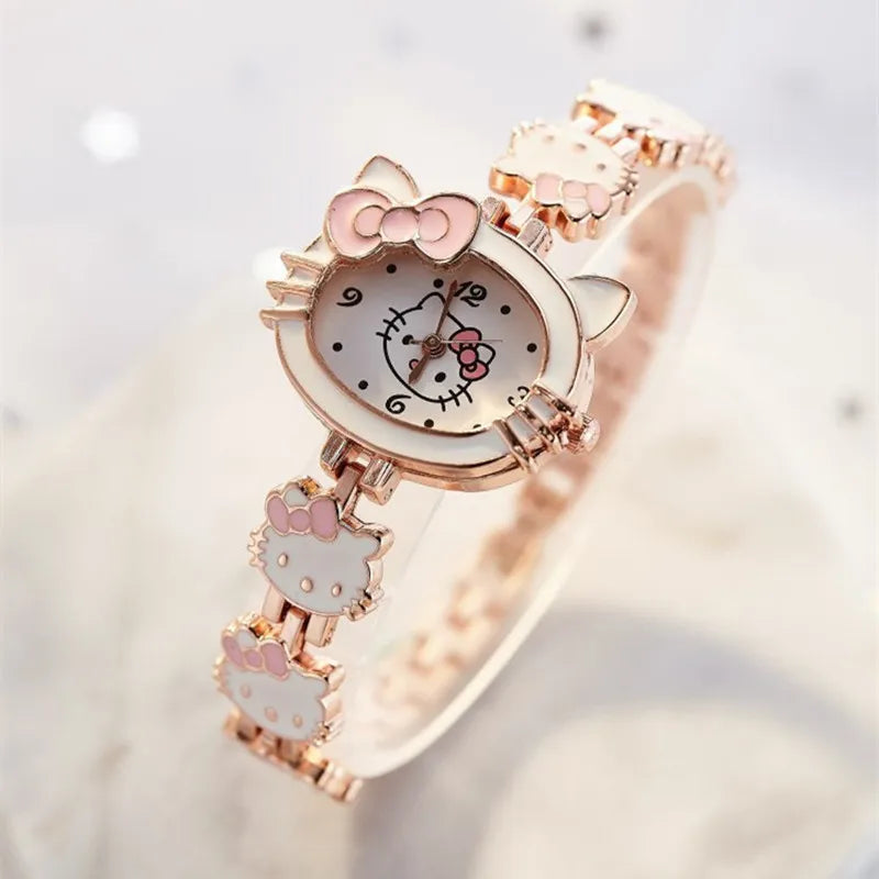 Hot Sale reloj Children Girls Watches Cartoon Lovely Bracelet Student Kids Watch KT Cute Quartz Watch Birthday Gift High Quality