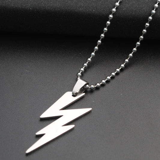 1PC Stainless Steel Cool Lightning Necklace Boy Women Man Pendant Chain Choker Charm Couple Jewelry Gift N36