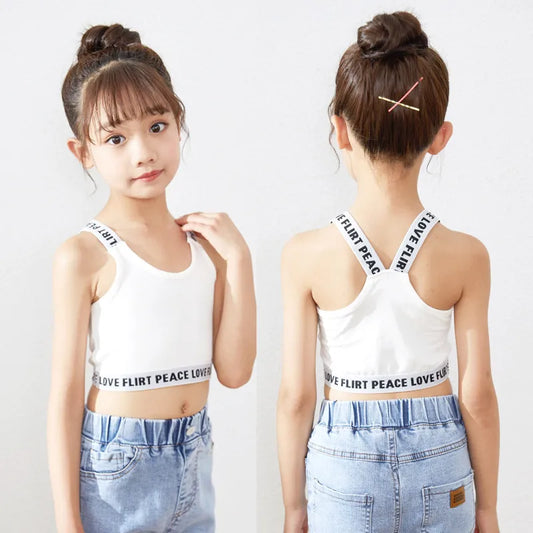 Girls Camisole Developmental Period Older Children Girls Underwear Cotton Tube Top Children Sports Navel-bearing Beautiful Back