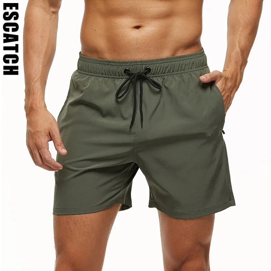 Escatch Brand 2023 Men's Stretch Swim Trunks Quick Dry Beach Shorts With Zipper Pockets and Mesh Lining