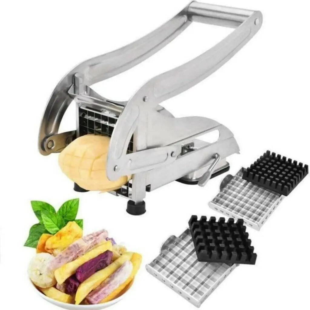 Stainless Steel French Fry Cutter Vegetable Potato Chopper Slicer Dicer 2 Blades