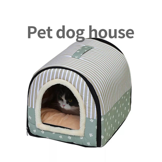 Hanpanda Four Seasons Portable Cat's House 16 Kinds Printings Semi-enclosed Pet Bed Cat 3d Plush Removable&Washable Villa Tent