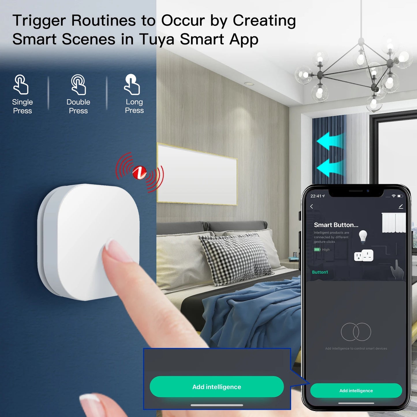 Tuya ZigBee Smart Key Switch Wireless Remote Control Key Controller Multi-scene Linkage Smart Switch Battery Powered Automation