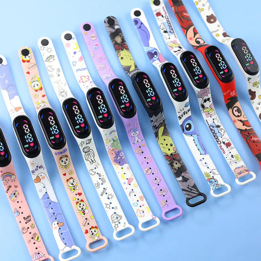 New Cartoon Printed LED Waterproof Electronic Watch Students Cute Boys Girls Bracelet Watches