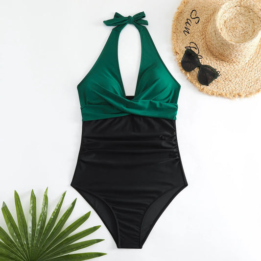 Stylish One-piece Bikini Sexy Color-block All-in-one Beautiful Swimsuit