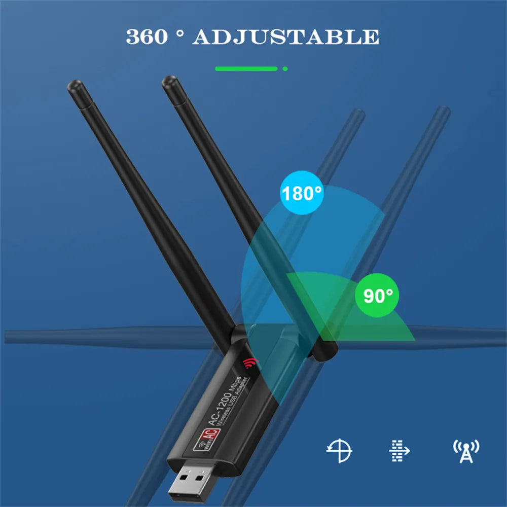 Dual Band 1200Mbps USB RTL8812 Wireless AC1200 Wlan USB3.0 Wifi Lan Adapter Dongle 802.11ac With Antenna For Laptop Desktop