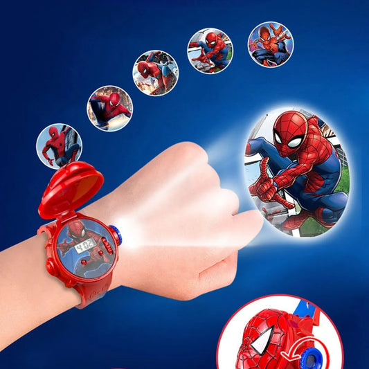 Disney Kid Cartoon Cool Ptojectio Watch Marvel Spider-Man Boy Unicorn Princess Elsa Flash Electronic Digital Student Toy Clock