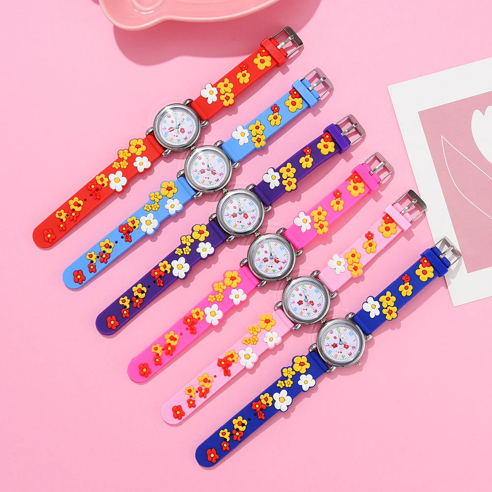 New Kids Watches Cartoon Watches Pink Silicone Quartz Wristwatch Birthday Gift Girl Boy Children Study Time Girl Watch Reloj