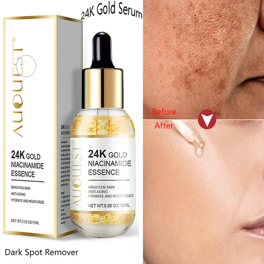 Dark Spot Remover 24K Gold Serum Niacinamide Serum Hyaluronic Acid for Face Whitening Moisturizing Facial Skin Care