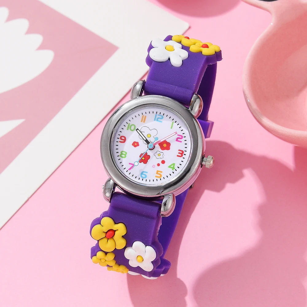 New Kids Watches Cartoon Watches Pink Silicone Quartz Wristwatch Birthday Gift Girl Boy Children Study Time Girl Watch Reloj