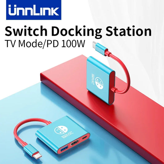 Unnlink Switch Dock TV Dock for Nintendo Switch Portable Docking Station USB C to 4K HDMI USB 3.0 Hub for Macbook Pro Samsung