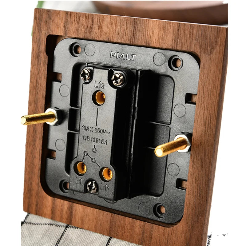 High Quality Retro Europe Type Vintage Wall Light Switch Socket, Solid Wood Brass Toggle Switch Plate, Antique Home Stay Switch