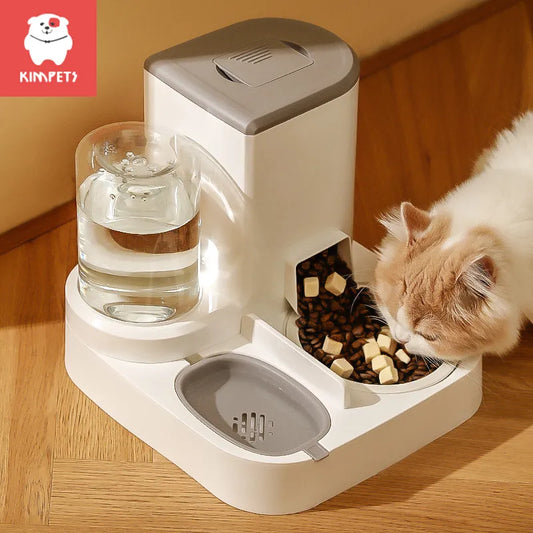 Kimpets Pet Cat Automatic Feeder Drinking Water Large Capacity Water Dispenser Dry Wet Separation Food Container Pet Supplies