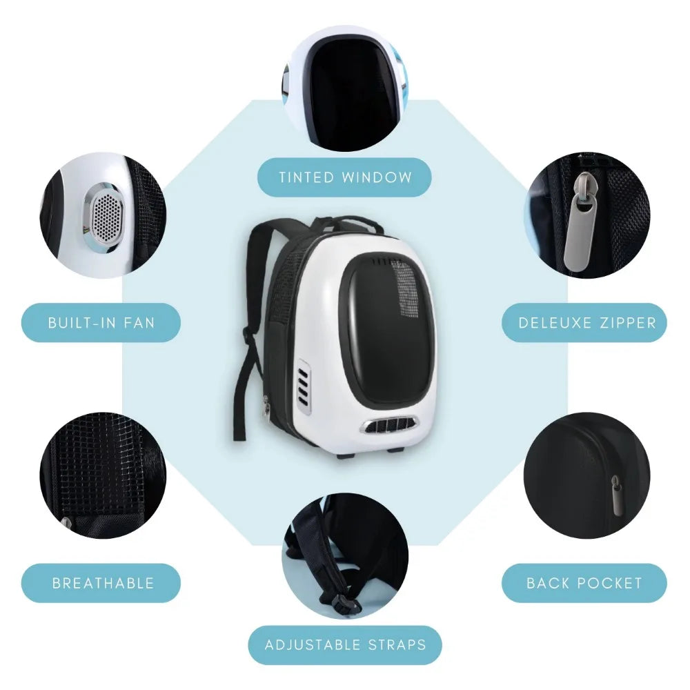 Trekpod Smart Pet Carrier Backpack for Cats, Small Dogs and Puppies upto17 lbs, , App- Enabled with 5V USB Portable Outlet