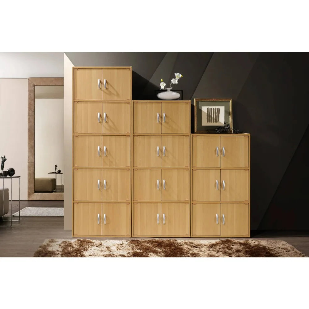 6-Door Cabinet Storage Organizer Bookcase Freestanding with Handle Office Bedroom Living Room