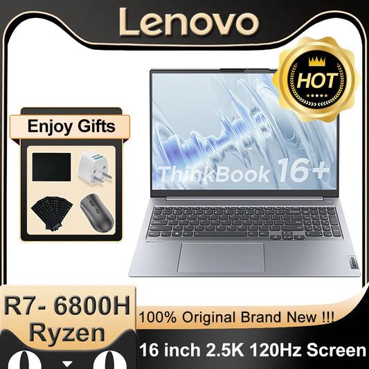 Lenovo ThinkBook 16+ Laptop Ryzen R5 6600H/R7 6800H AMD 660M/680M/RTX2050 16G/32GB+512G/1T/2TB SSD 16" 2.5K 120Hz Screen Slim PC