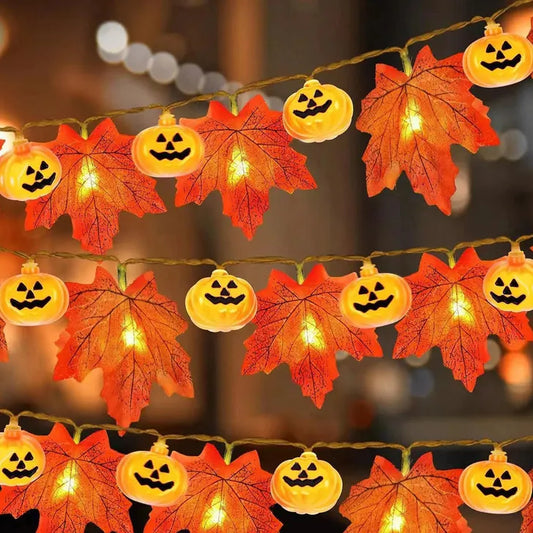 10/20/30/40Leds Halloween LED String Lights Portable Pumpkin Ghost Skeletons Lights for Home Bar Halloween Party Decor Supplies.