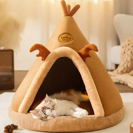 2023 New Pet Tent House Cat Bed Warm Winter Cat Dog House Deep Sleep For Puppy Cat Indoor Outdoor Tent With Cushion Pet Supplies