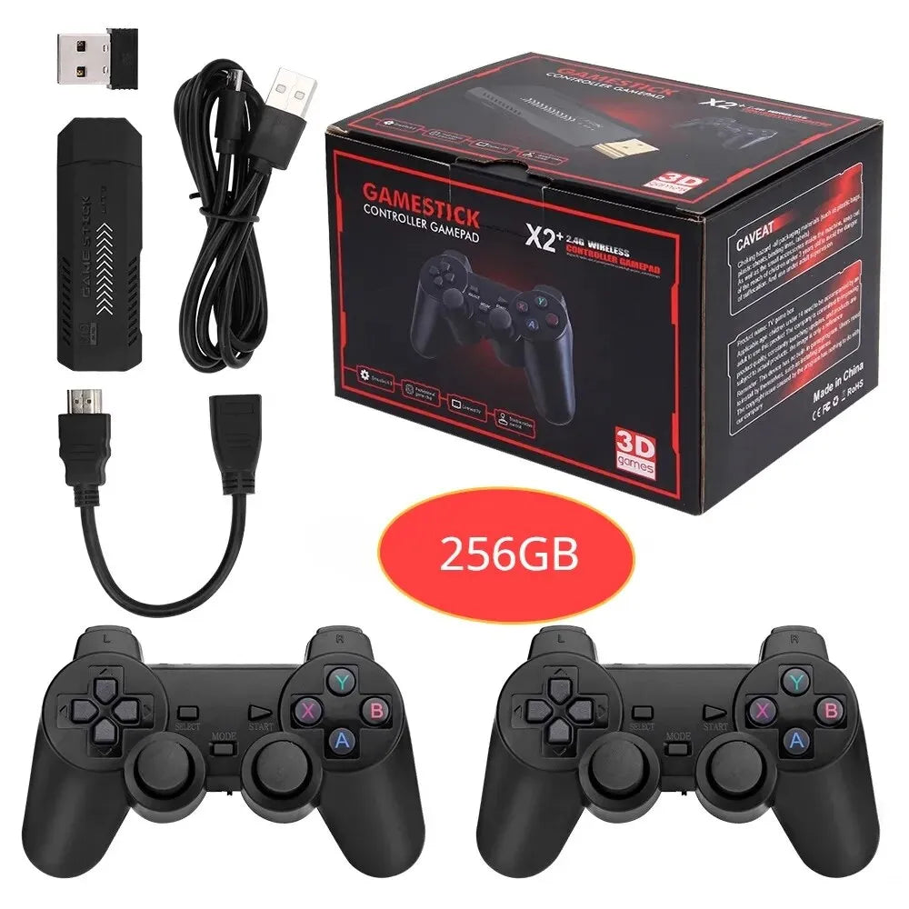 X2 Plus 256G 50000 Game GD10 Pro 4K Game Stick 3D HD Retro Video Game Console Wireless Controller TV 50 Emulator For PS1/N64/DC