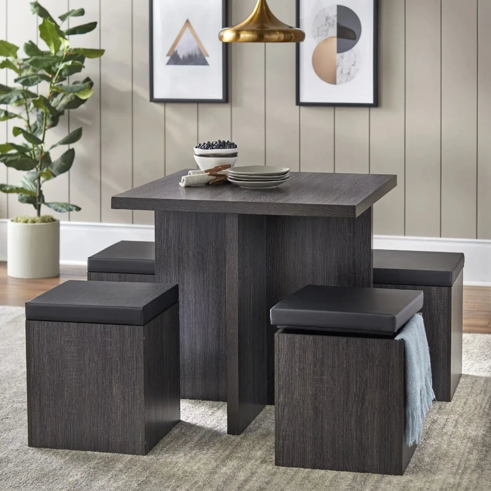 Mainstays 5-Piece Dexter Dining Set with Storage Ottoman, Dining Table Set