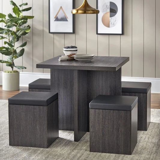 Mainstays 5-Piece Dexter Dining Set with Storage Ottoman, Dining Table Set