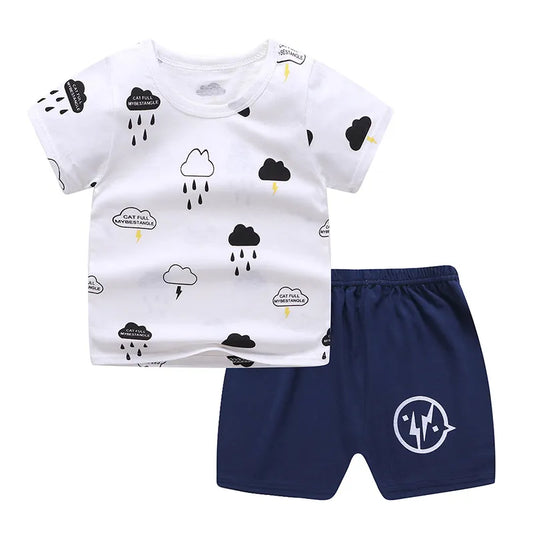 0-4y Baby Girls Clothing Set Kids Boys Clothes Set Short Sleeves Tshirt Toddler Baby Tops + Pants Children Suit Kids Clothing