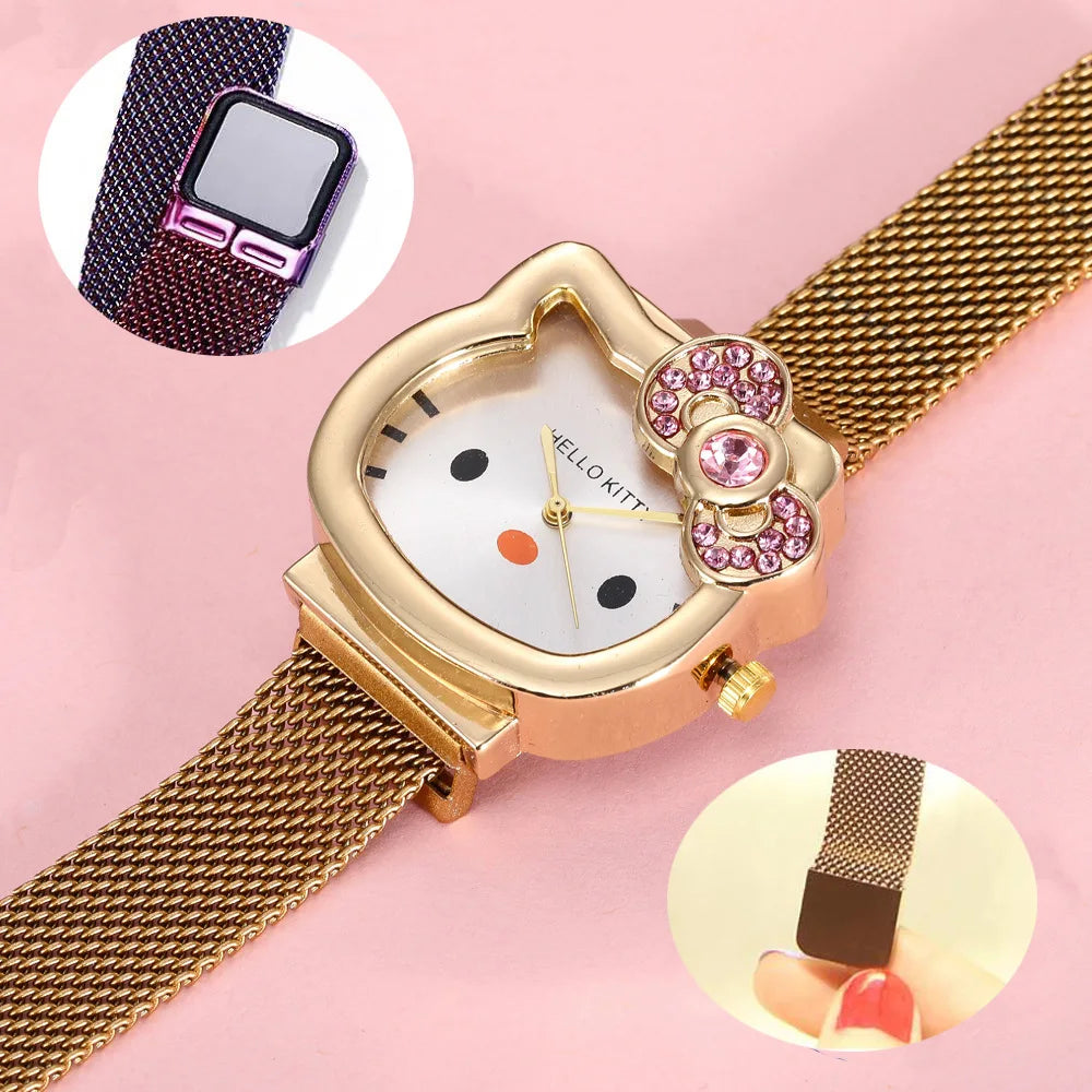 TAKARA TOMY Hello Kitty WristWatch Girls Student's Birthday Gifts Watch for Women Electronic 3Bar Free Shipping Watches Kawaii