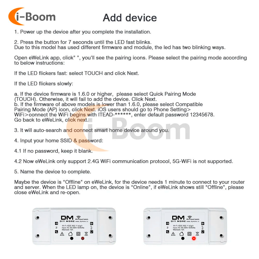 AC110V 220V WiFi Switch eWeLink google play Mobile Remote Control Lighting Control Module Smart Switch  QC