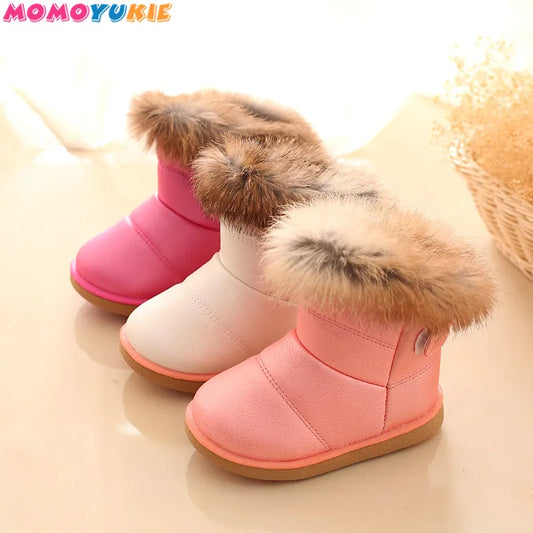 Children Warm Boots Boys Girls Winter Snow Boots with Fur 1-6 Years Kids Snow Boots Children Soft Bottom Shoes