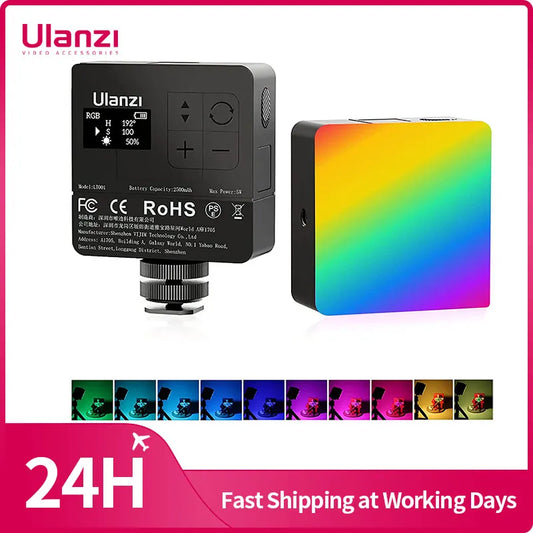 Updated Ulanzi VL49 RGB PRO Video Light 2500K-9000K LED Camera Light 2500mAh Rechargable Battery Honeycomb Diffuser for Vlog