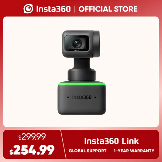 Insta360 Link - 4K Webcam with 1/2" Sensor, AI Tracking, Gesture Control, HDR, Noise-Canceling Microphones, Specialized Modes