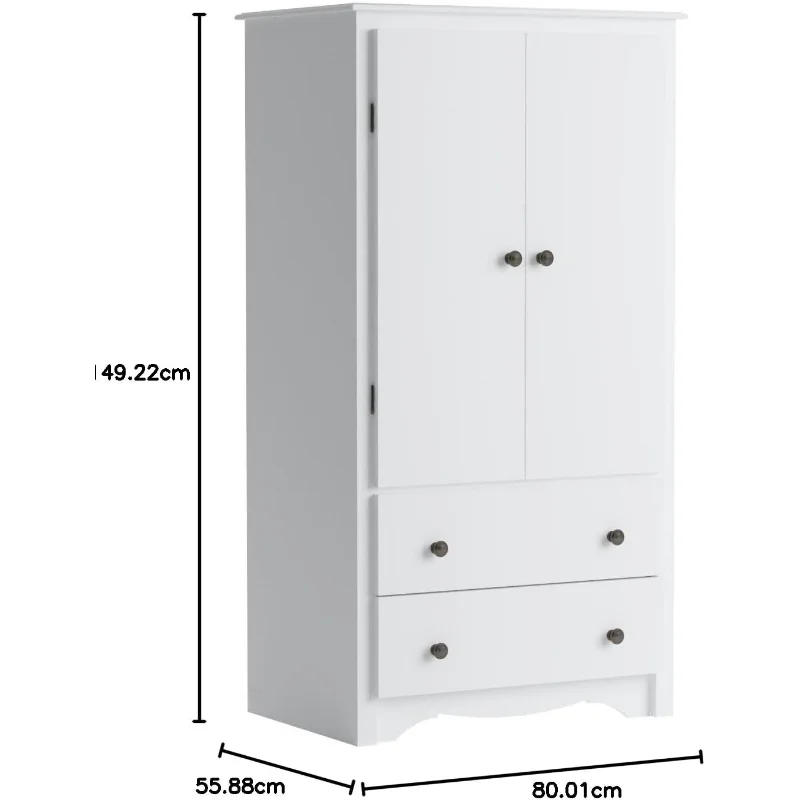 Prepac Sonoma Traditional 2-Door Armoire Closet with 2 Bottom Drawers, Functional Wardrobe Closet for Bedroom 22" D x 31.5