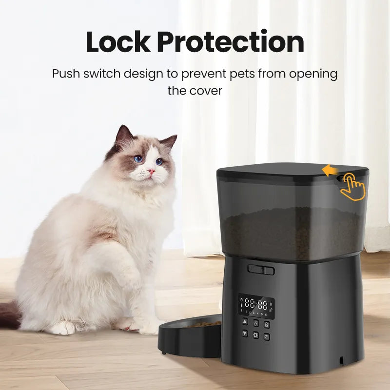 ROJECO Automatic Cat Feeder Pet Smart Cat Food Kibble Dispenser Button Version Smart Control Auto Feeder For Cat Dog Accessories