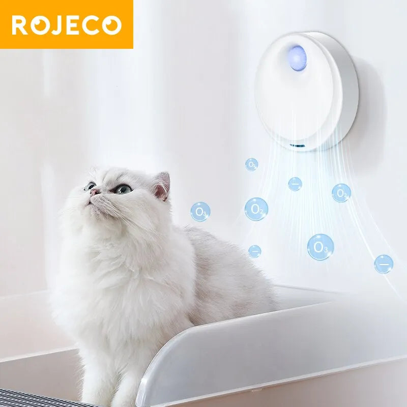 ROJECO Wireless Smart Cat Odor Purifier For Cat Litter Box Deodorizer 4000mAh Automatic Air Purifier Pet Toilet Litter Deodorant