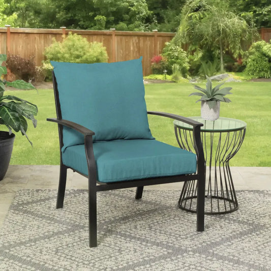 Mainstays 45" x 22.75" Turquoise Blue Rectangle Outdoor 2-Piece Deep Seat Cushion