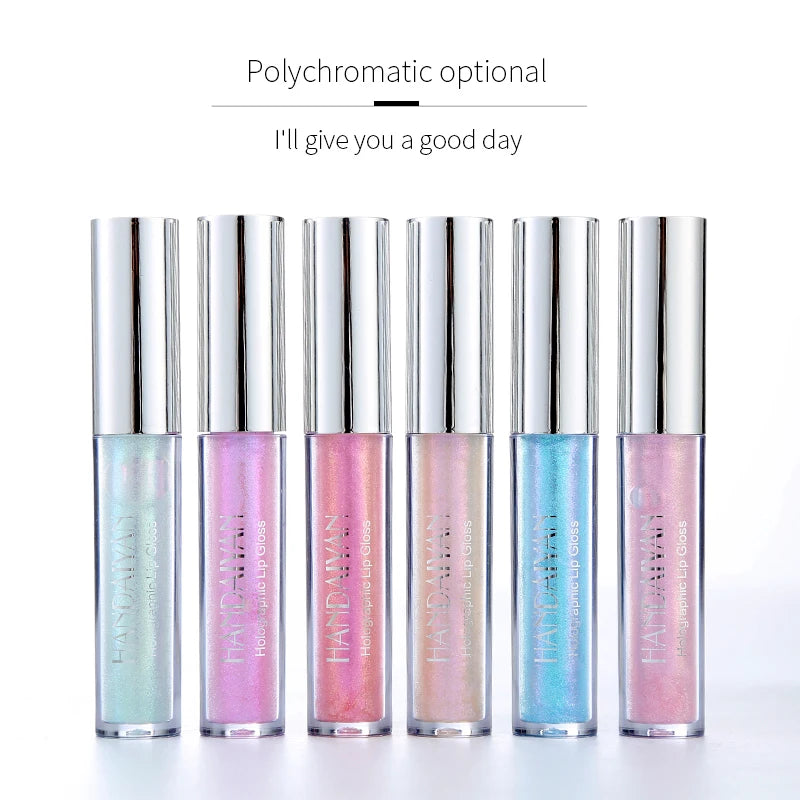 6 Colors Laser Holographic Lip Gloss Liquid Lipstick Mermaid Pigment Longlasting Glitter Lipgloss Waterproof Metallic Lip Makeup