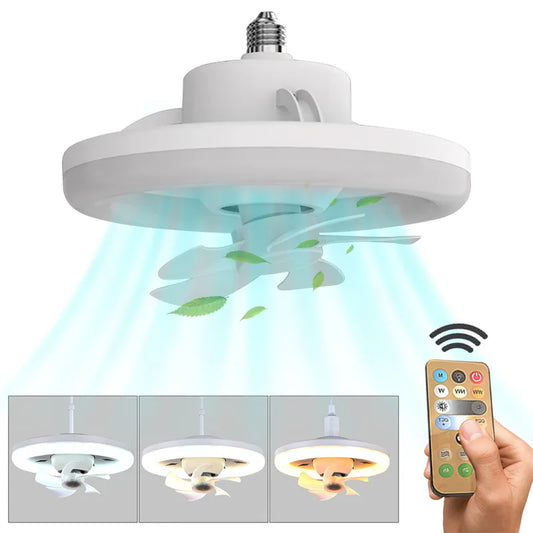 360° Shaking Head Ceiling Fan Light With Remote Control 3-Gear Dimmable Home Living Room Study 3-Speed Adjustable Fan Light