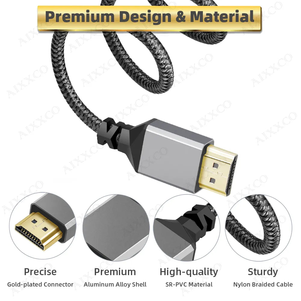 AIXXCO HDMI-compatible Cable 4K 60Hz Male to HDMI-compatible Male for PS3/4 Projector TV Box Laptop Monitor Cable