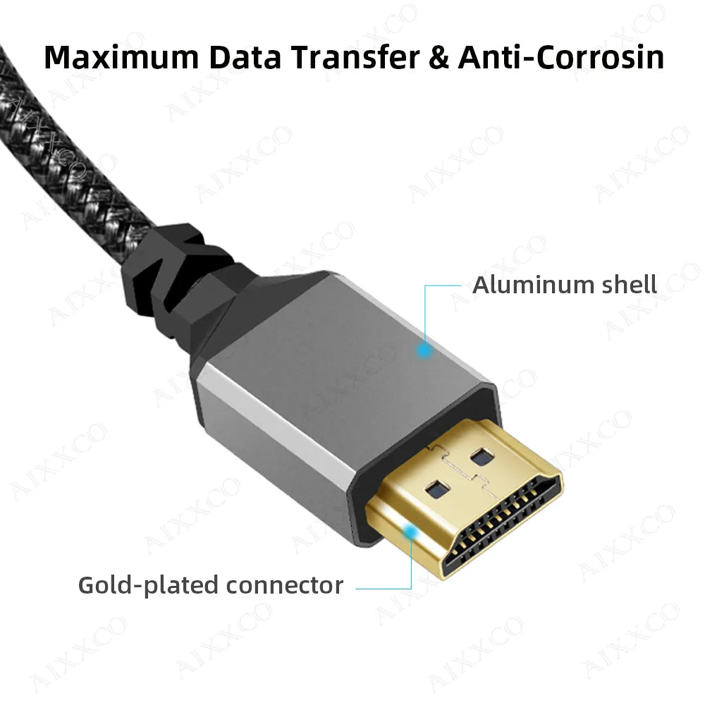 AIXXCO HDMI-compatible Cable 4K 60Hz Male to HDMI-compatible Male for PS3/4 Projector TV Box Laptop Monitor Cable