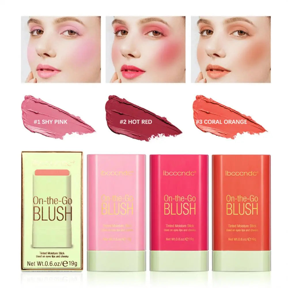 Multi-function Blush Stick Natural Cheek Face Rouge Blusher Cream Lasting High Color Rendering Brightening Skin Tone Waterproof