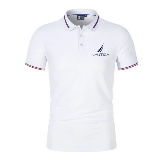 2023Brand New Nautica Summer Fashion Polo Shirt Men's Printed Casual Short Sleeve Lapel Slim Handsome Jogging Fitness Sportswear