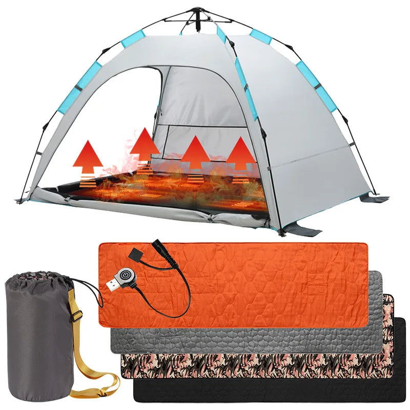 Outdoor USB Heating Sleeping Mat 5 Heating Zones Adjustable Temperature Electric Heated Pad for Camping Tent Mat 198*60mm