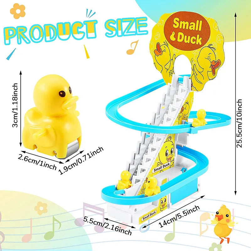 Funny Baby Toys Electric Duck Track Slide Toys Boys Ducks Climb Stairs Toy Baby LED Lights Music Roller Coaster for Kids