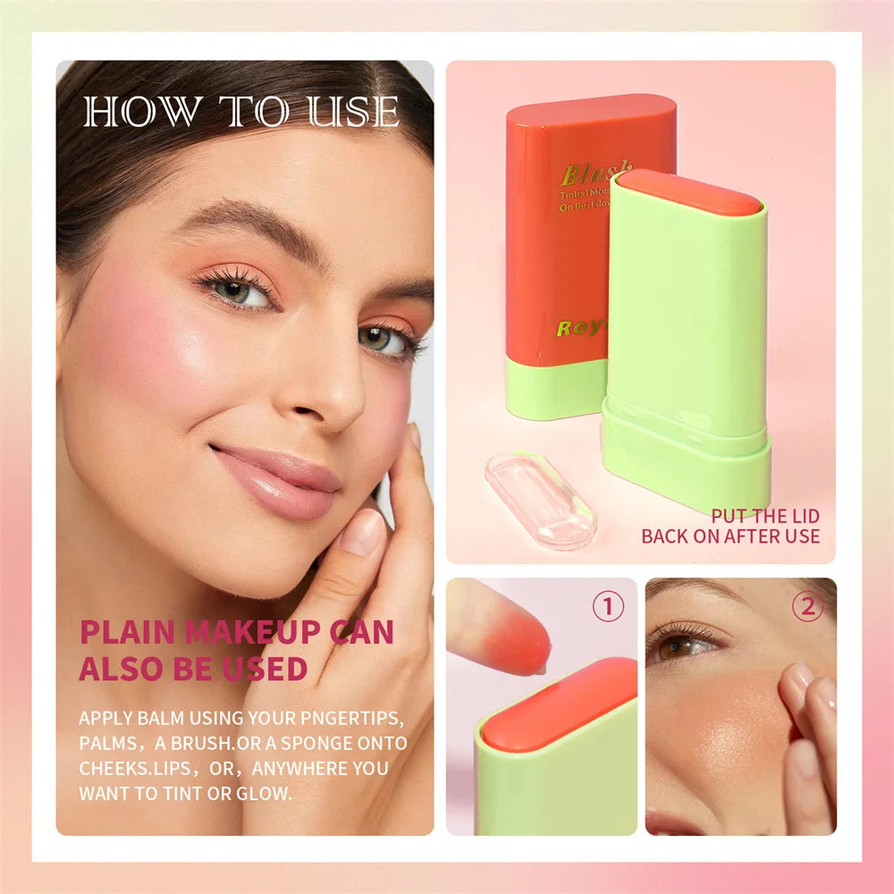 Multi-function Blush Stick Natural Cheek Face Rouge Blusher Cream Lasting High Color Rendering Brightening Skin Tone Waterproof