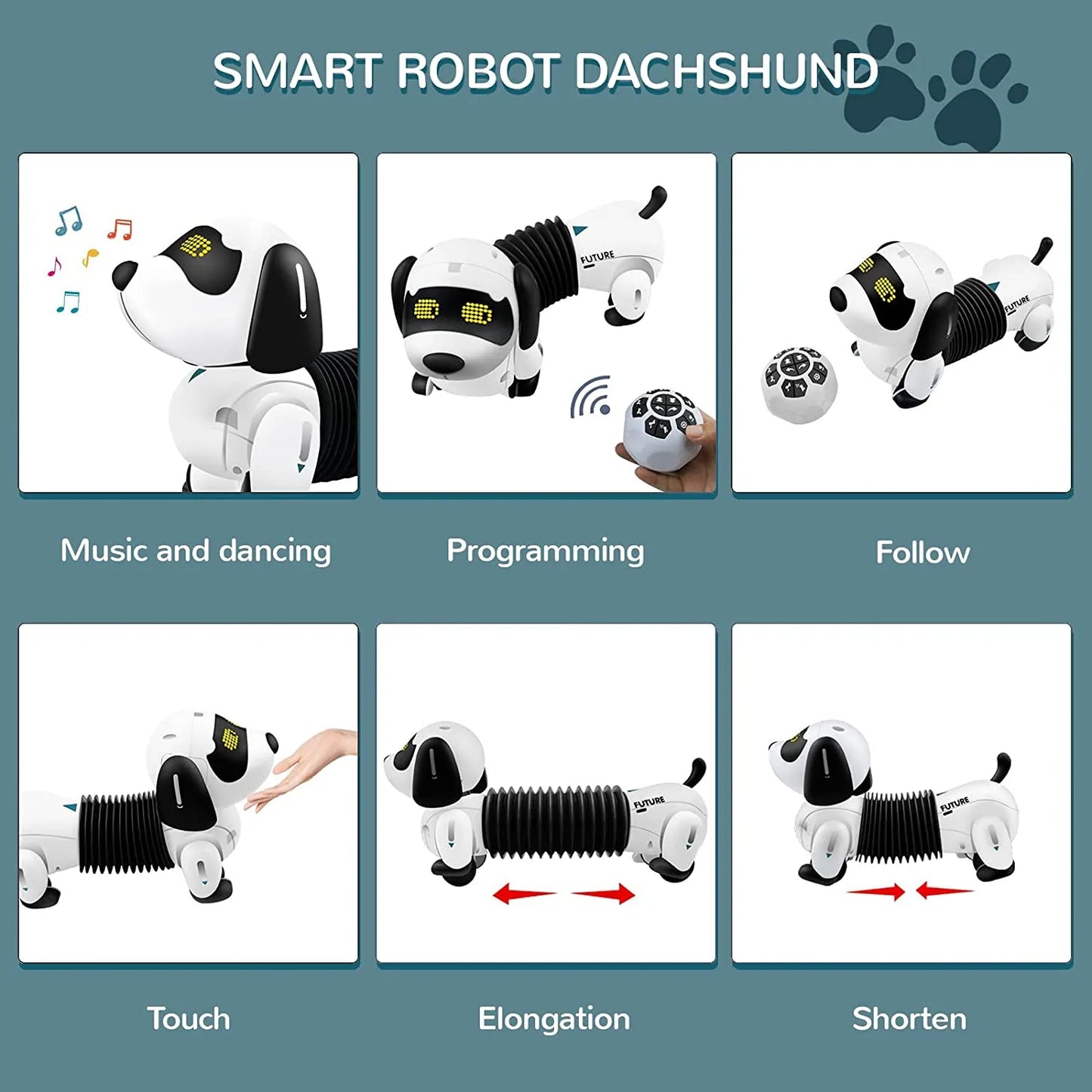 Remote Control Robot Puppy Dog RC Interactive Smart Electronic Robot for Kids Singing Programmable Electronic Pets with Sound