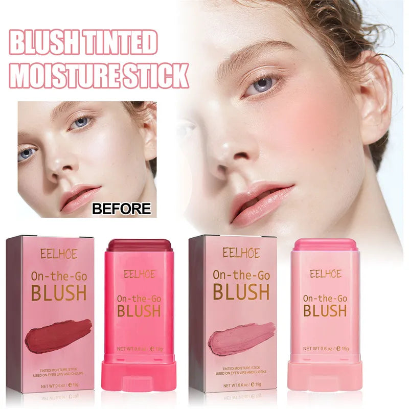 Multi-function Blush Stick Natural Cheek Face Rouge Blusher Cream Lasting High Color Rendering Brightening Skin Tone Waterproof