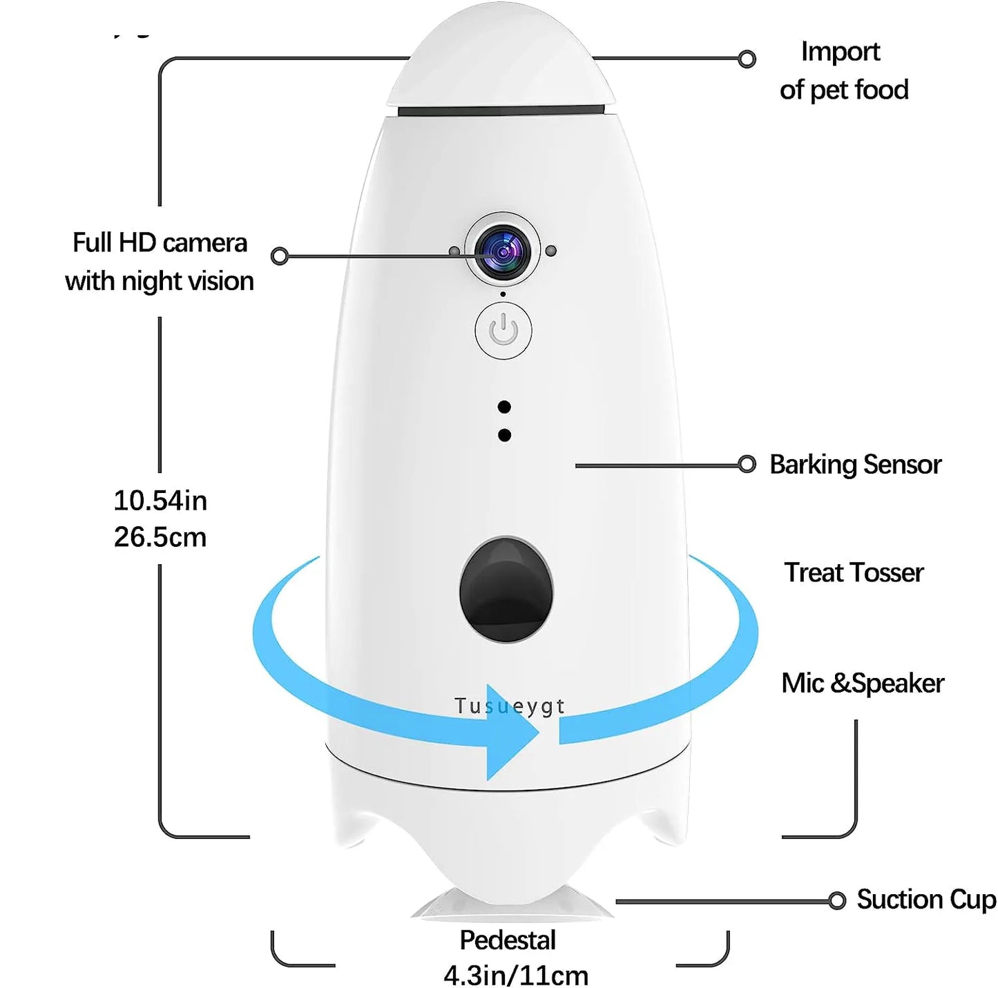 Smart 1080p Dog Camera with Treat Dispenser 180°View Pet Treat Tossing Dog Camera with Phone App 2 Way Audio Android&iOS